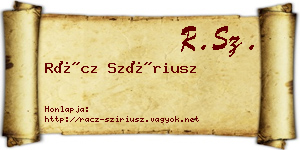 Rácz Szíriusz névjegykártya